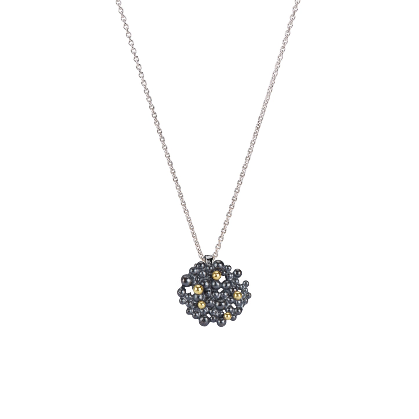 Berry Pendant - Oxidised Silver & Gold