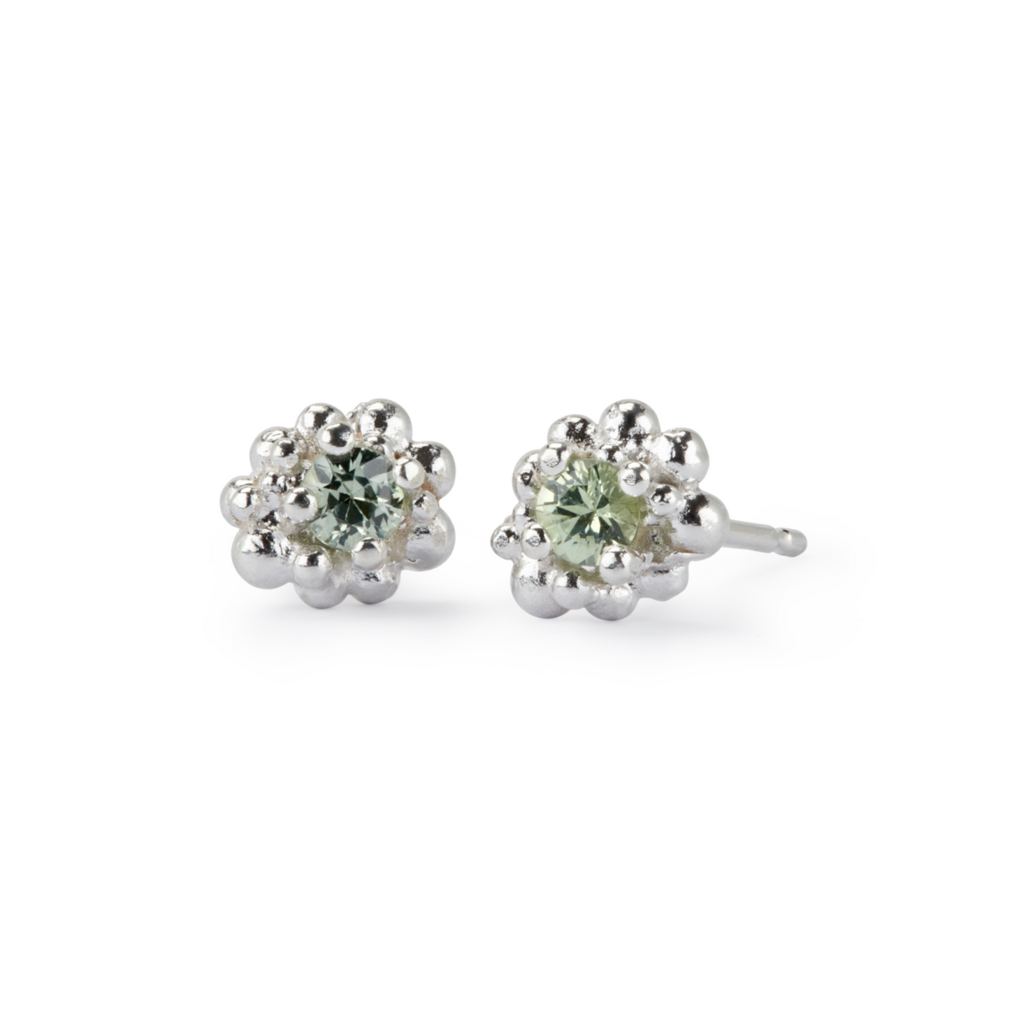 Cluster Earrings - Pale Green Sapphire