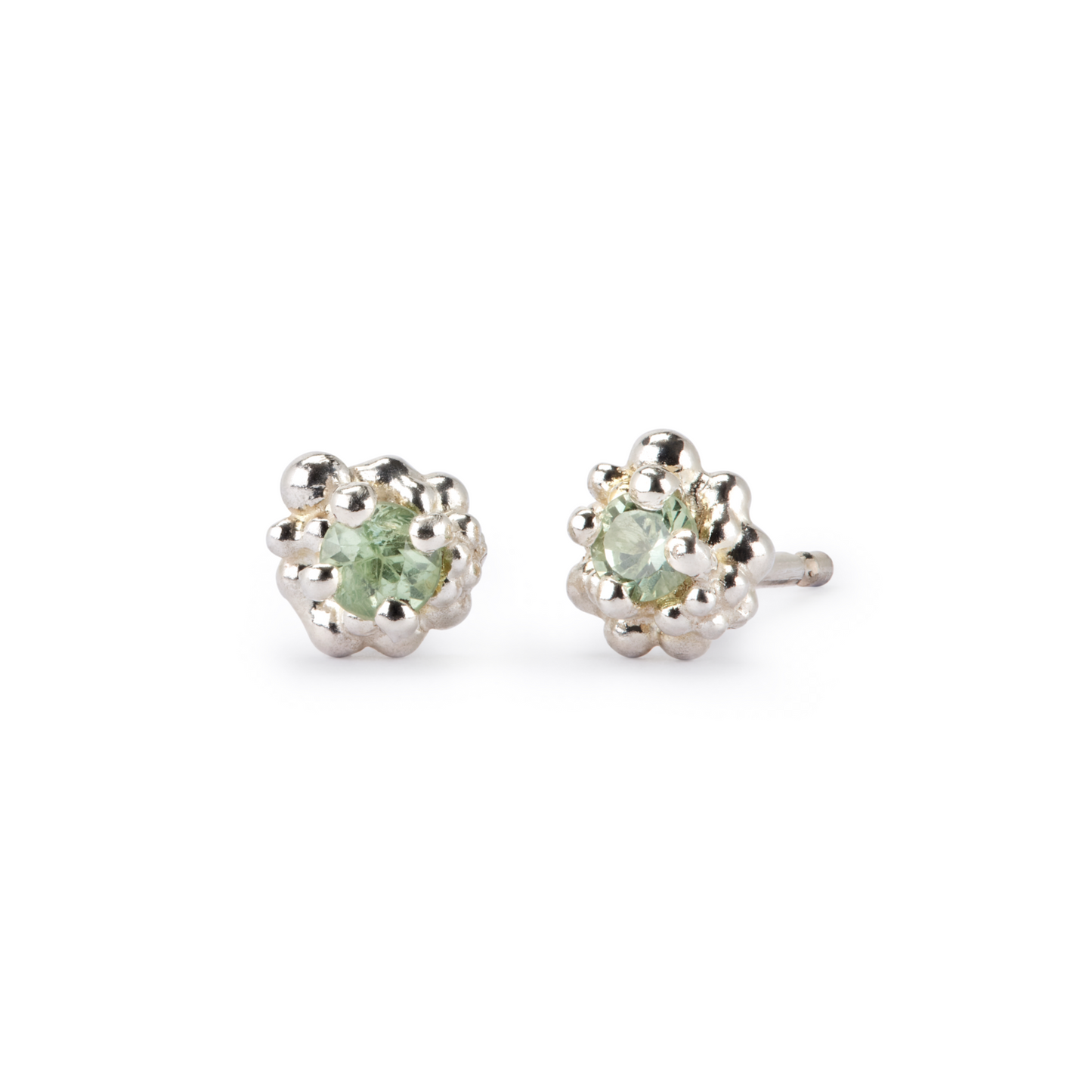 Cluster Earrings - Pale Green Sapphire