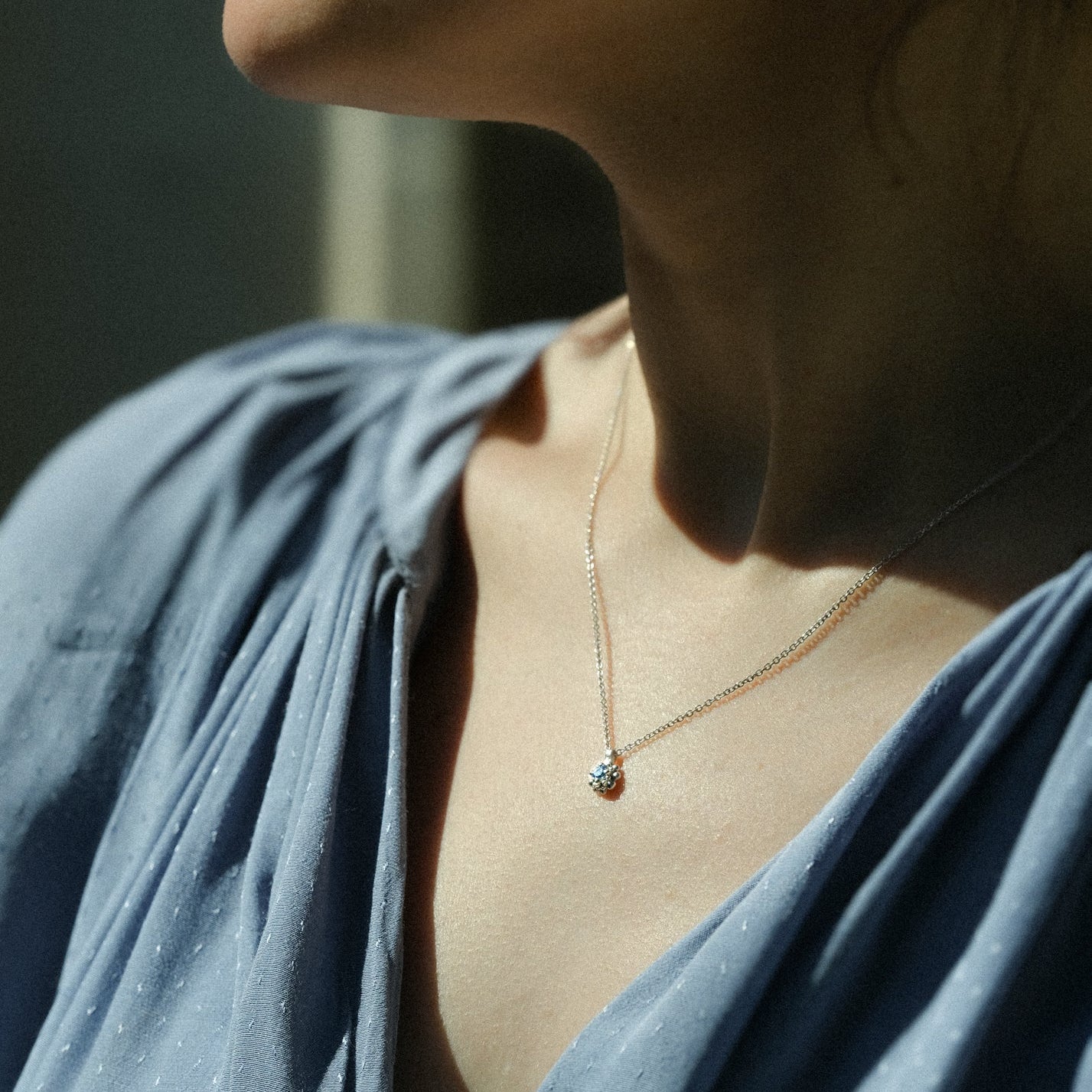 Cluster Pendant - Silver & Cornflower Blue Sapphire