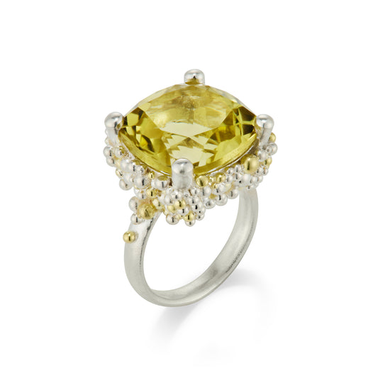 Lemon Quartz Cluster Ring