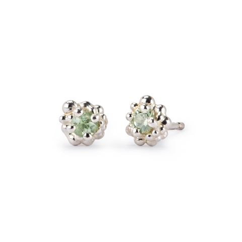 Cluster Earrings - Pale green sapphire