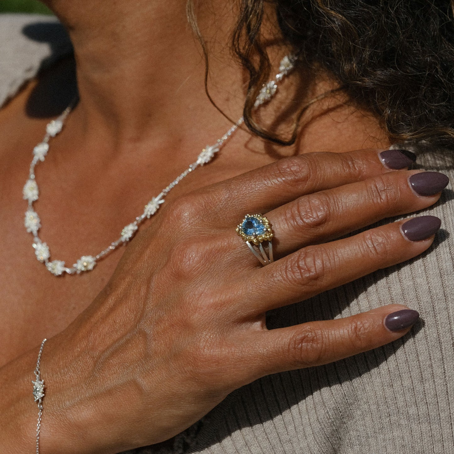 Scattered Sky Blue Topaz Ring