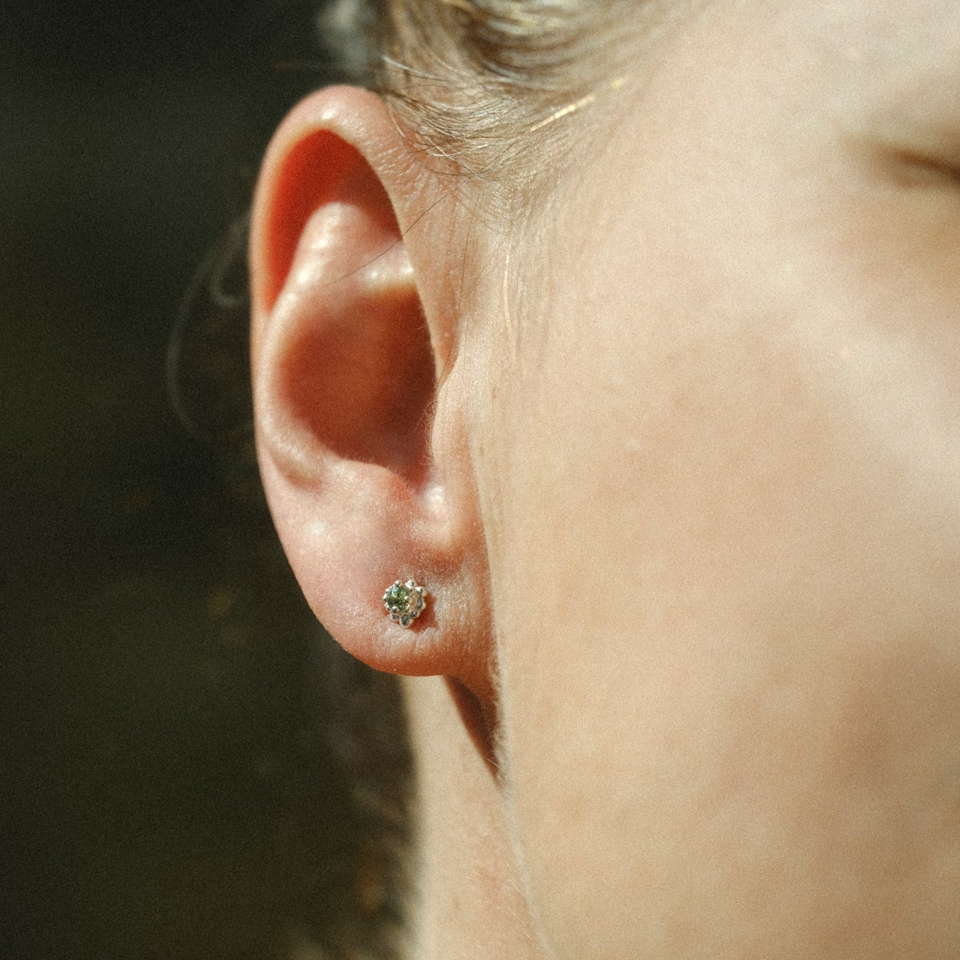 Cluster Earrings - Pale Green Sapphire