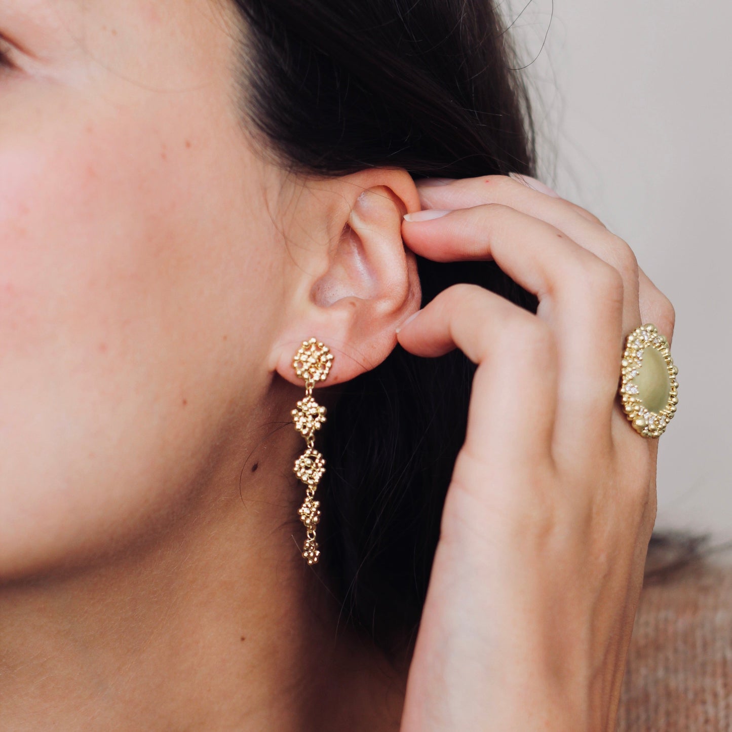 Berry Cascade Earrings - Gold