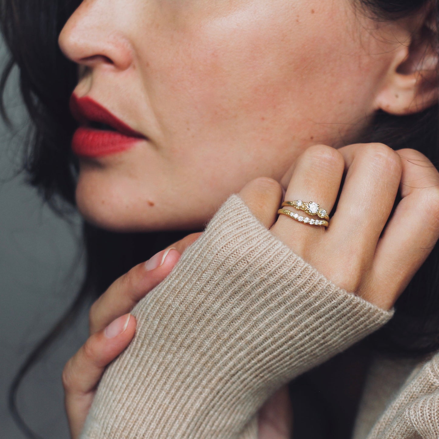 Triple Cluster Diamond Ring