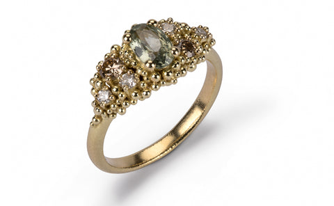 39. Champagne Diamonds and sapphire ring