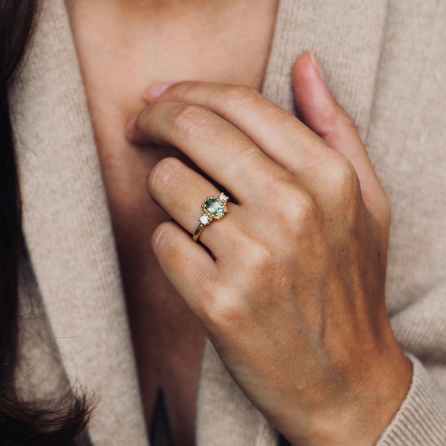 Oval Sapphire Cluster Ring