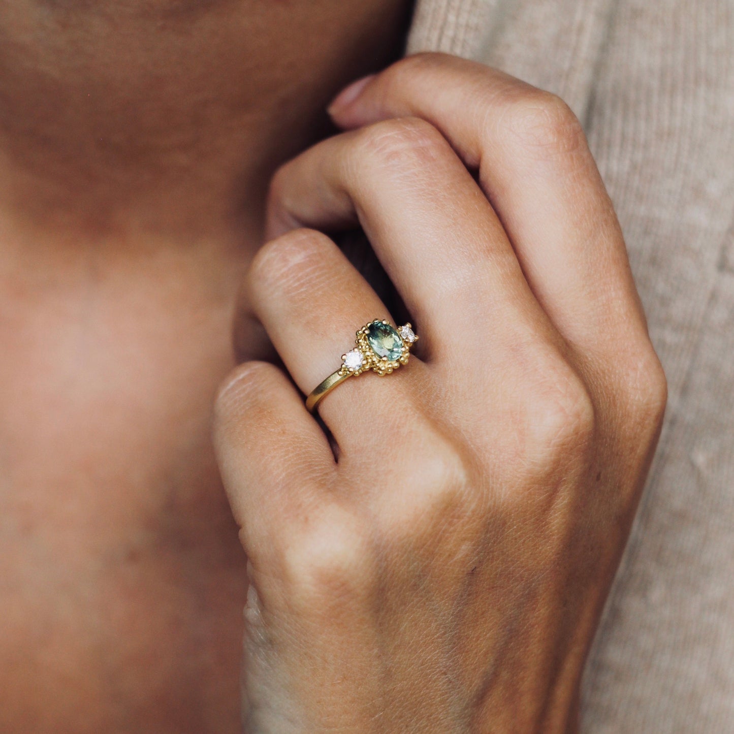 Oval Sapphire Cluster Ring