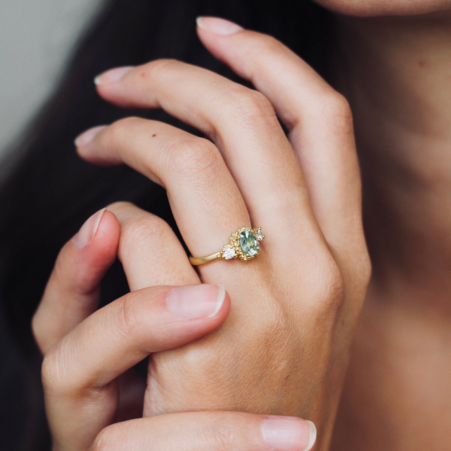 Oval Sapphire Cluster Ring