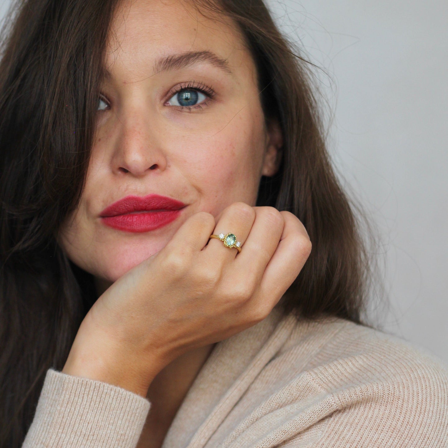 Oval Sapphire Cluster Ring