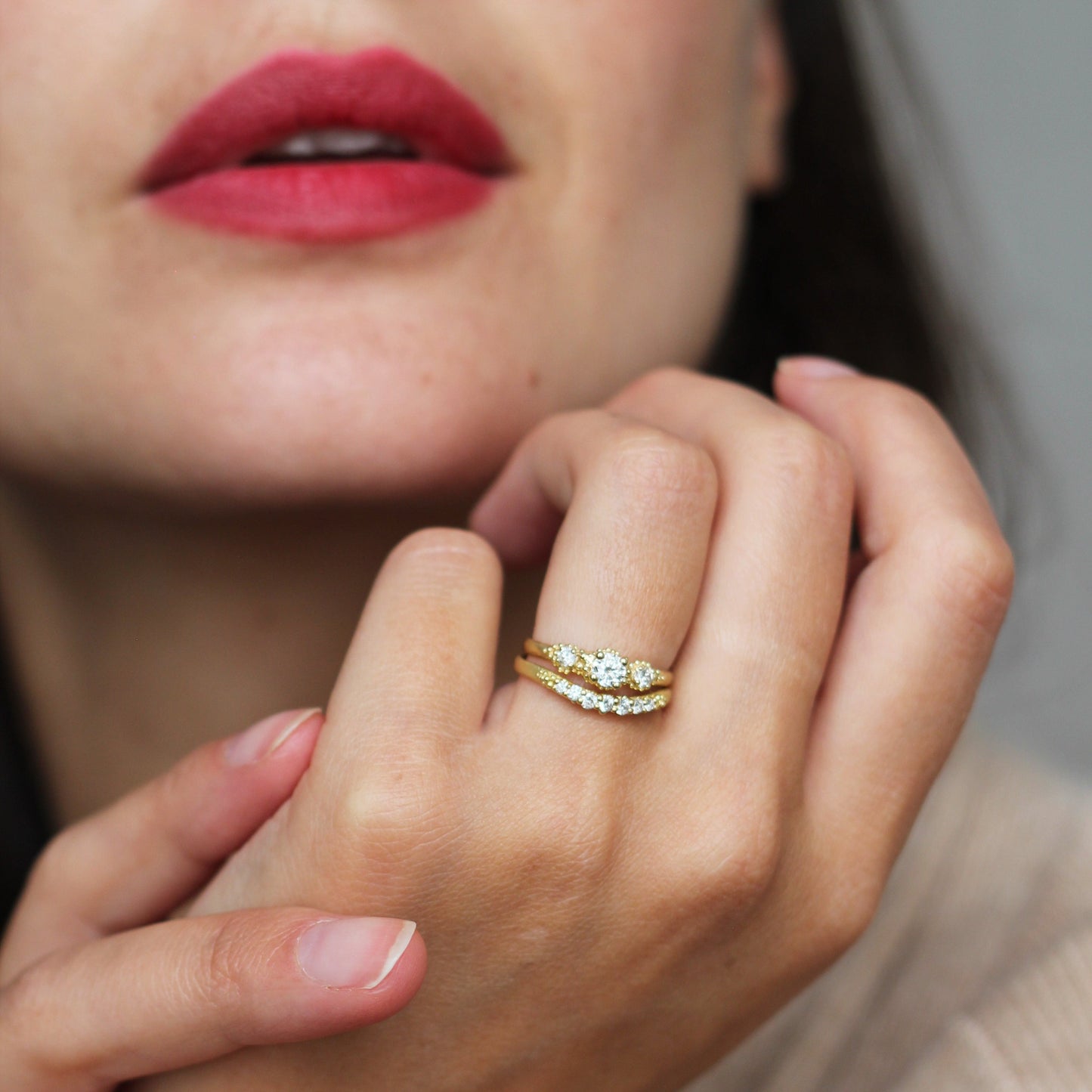 Triple Cluster Diamond Ring