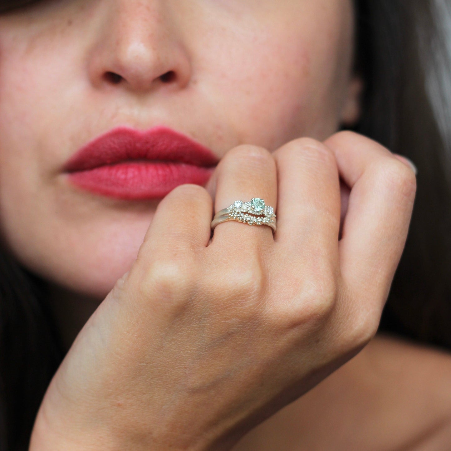 Triple Cluster Ring - Sapphire and Diamonds