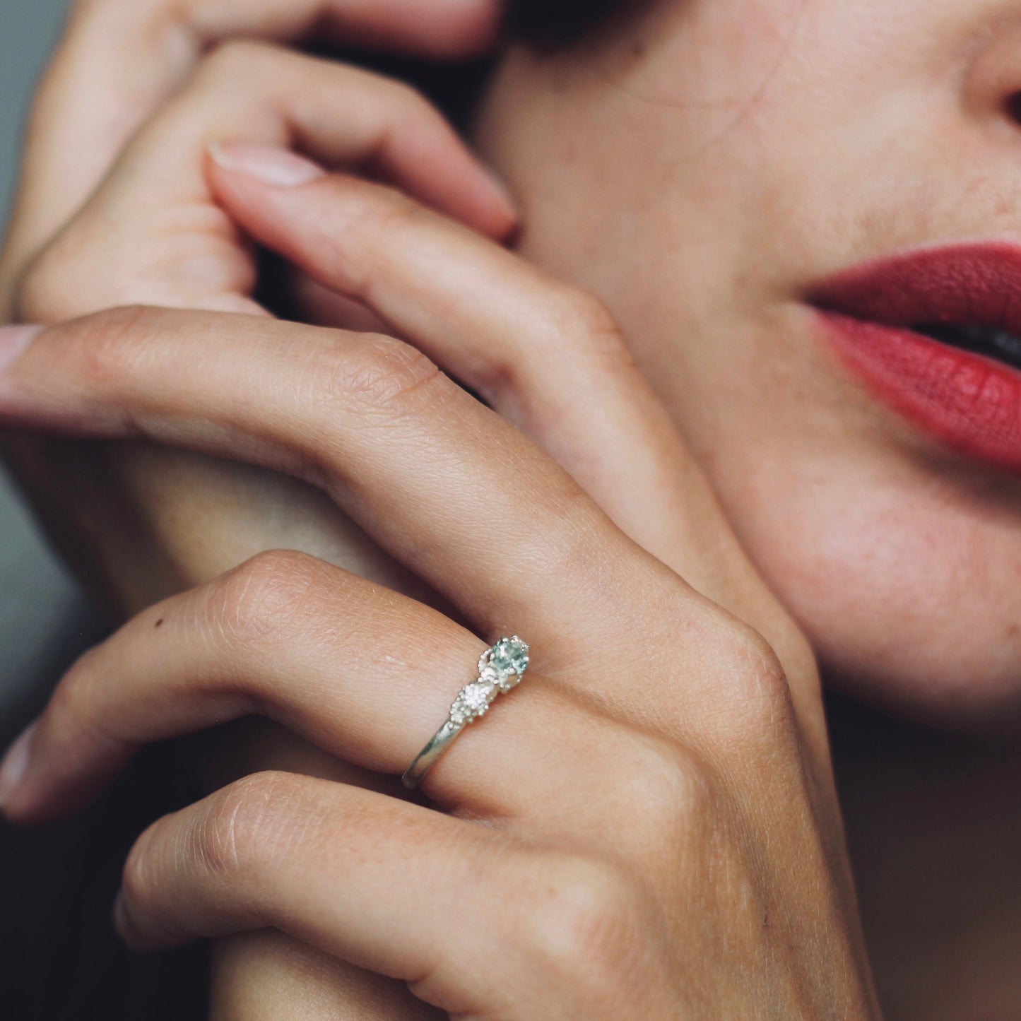 Triple Cluster Ring - Sapphire and Diamonds