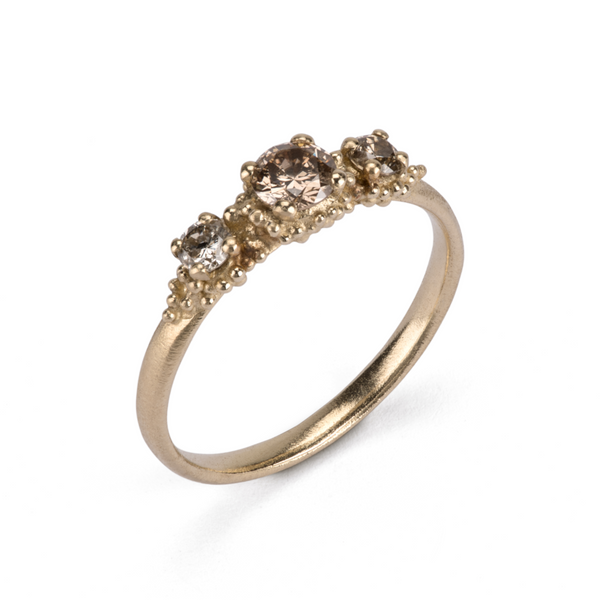 Triple Cluster Champagne Diamond Ring