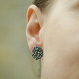 Berry Earrings - oxidised silver & 18ct gold