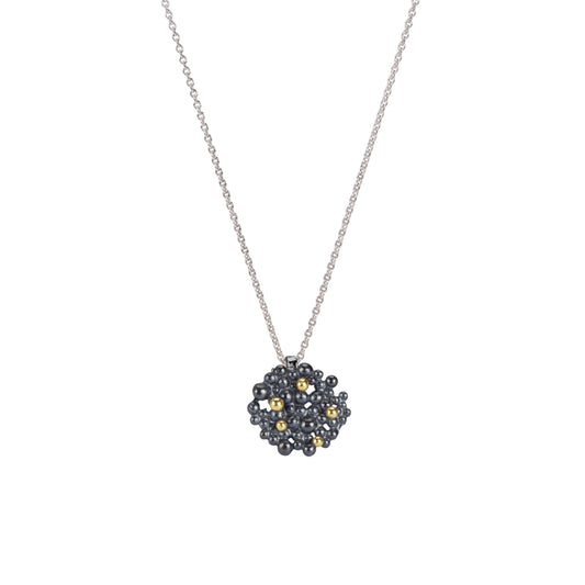 Berry Pendant - Oxidised Silver & Gold
