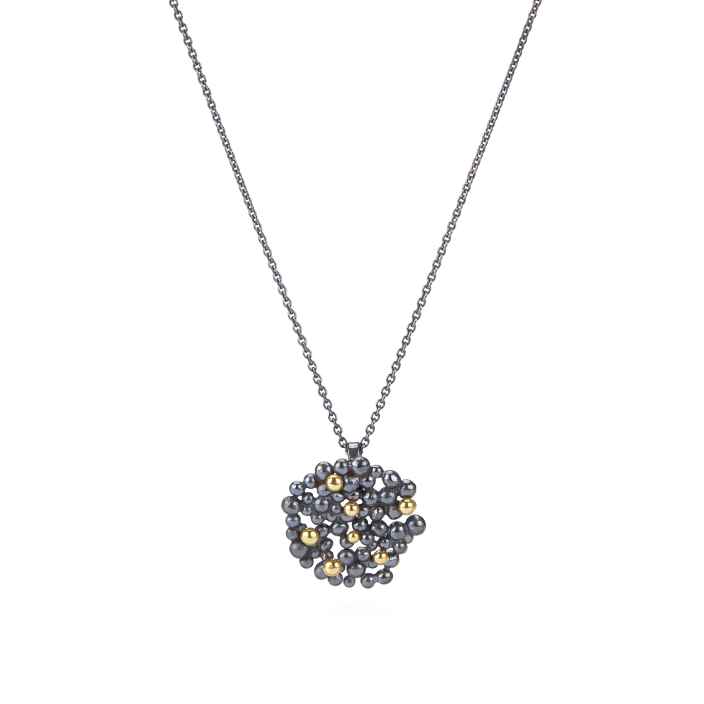 Berry Pendant - Oxidised Silver & Gold