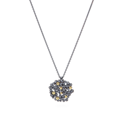 Berry Pendant - Oxidised Silver & Gold