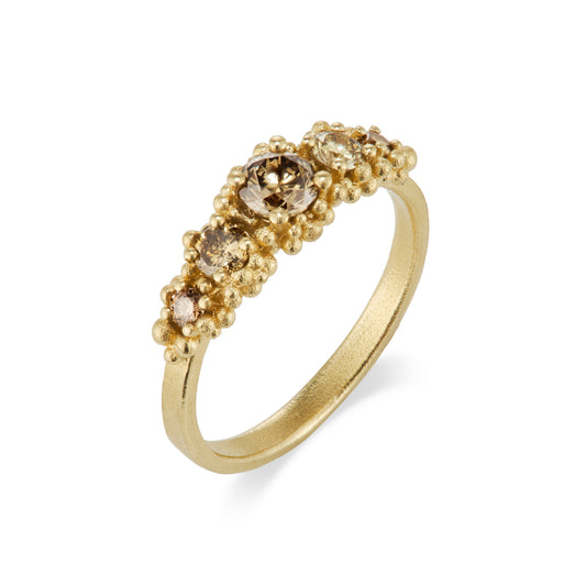 Cluster Ring - Five Champagne Diamonds