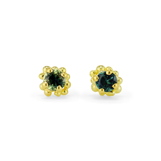 Cluster Earrings - Teal Sapphires