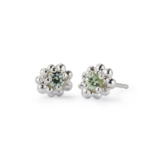 Cluster Earrings - Pale Green Sapphire