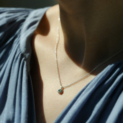 Cluster Pendant - Silver & Green Sapphire