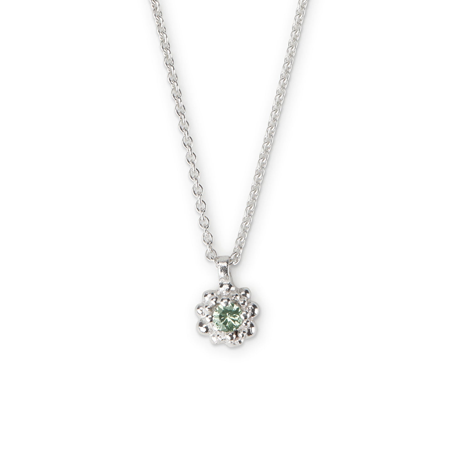 Cluster Pendant - Silver & Green Sapphire