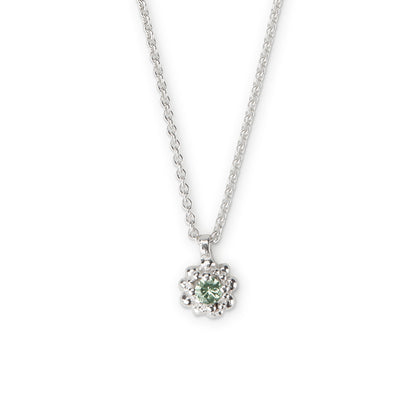 Cluster Pendant - Silver & Green Sapphire
