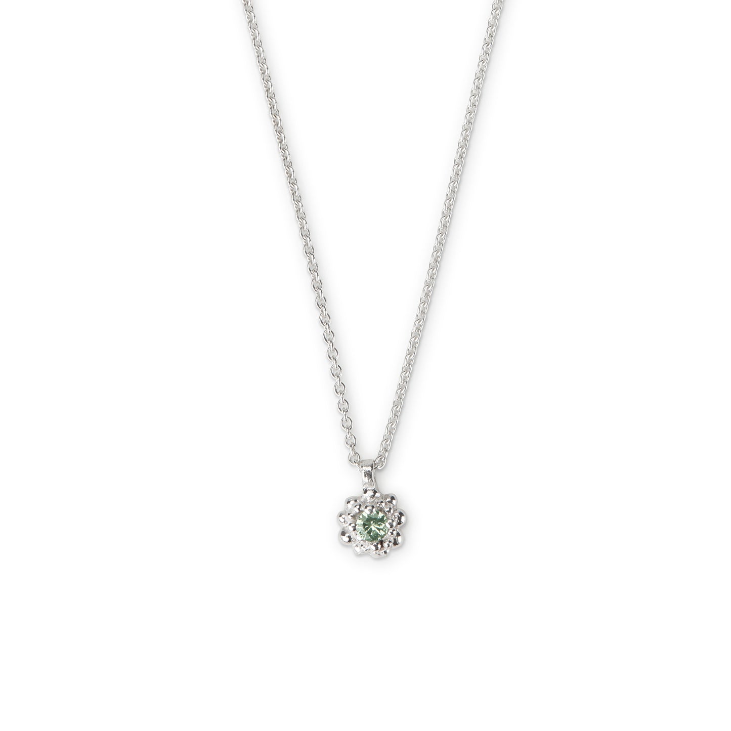 Cluster Pendant - Silver & Green Sapphire