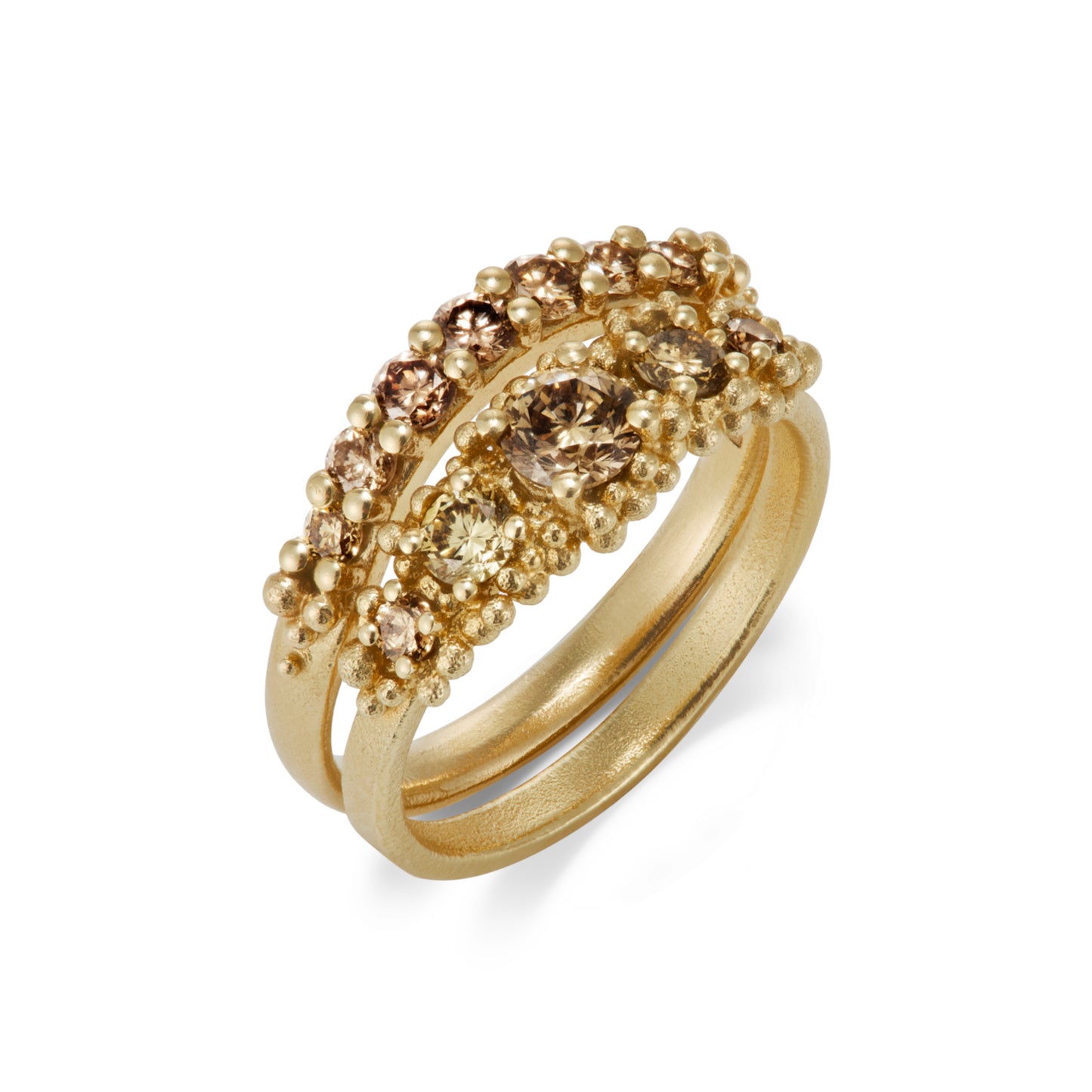 Diamond Contour Ring - 7 Champagne Diamonds