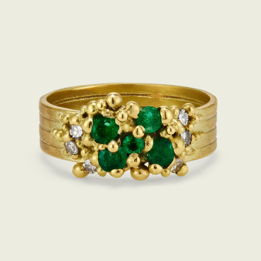 It was wonderful to make my client’s Whorl Ring dream a reality - remodelling her mother’s ring to create this uniquely personal piece. I'm drawn to the deep colour of the velvet rich emeralds, which balances beautifully with the diamonds and gold.