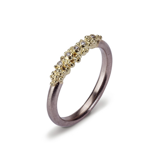 Granule Diamond Ring - White and Yellow gold