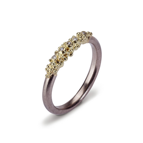 Granule Diamond Ring - white and yellow gold