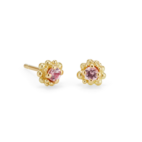 Cluster Earrings - pink padparadscha sapphires