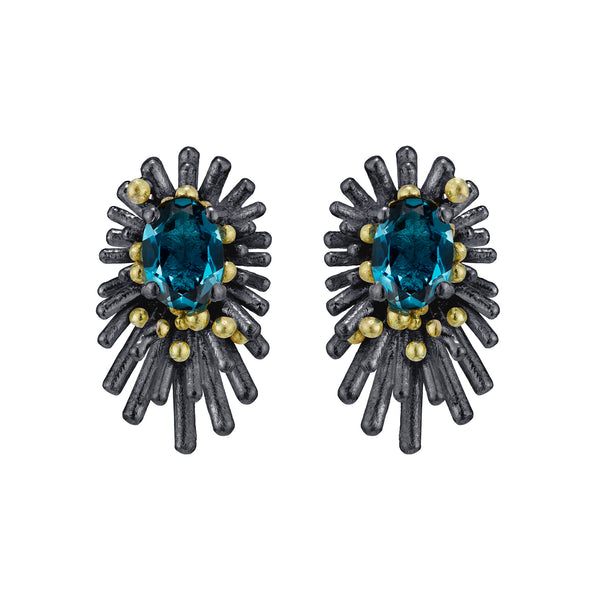 Reef Urchin London Blue Topaz Earrings