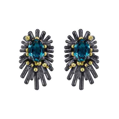 Reef Urchin London Blue Topaz Earrings