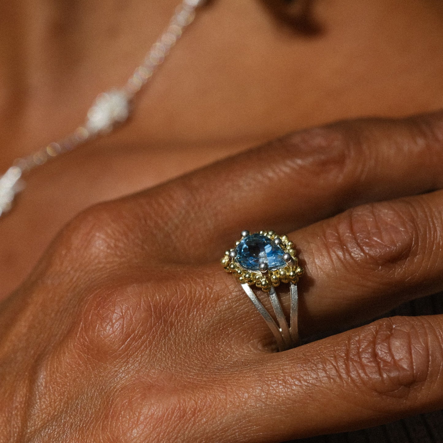 Scattered Sky Blue Topaz Ring