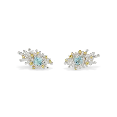 Sea Urchin Sky Blue Topaz studs