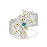 Whorl Zircon Solitaire Ring Silver and Gold