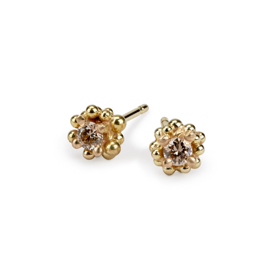 Cluster Earrings - Champagne Diamonds