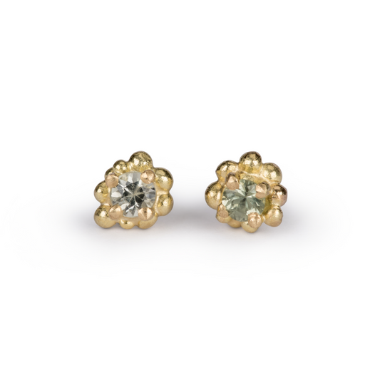 Cluster Earrings - Green Sapphires