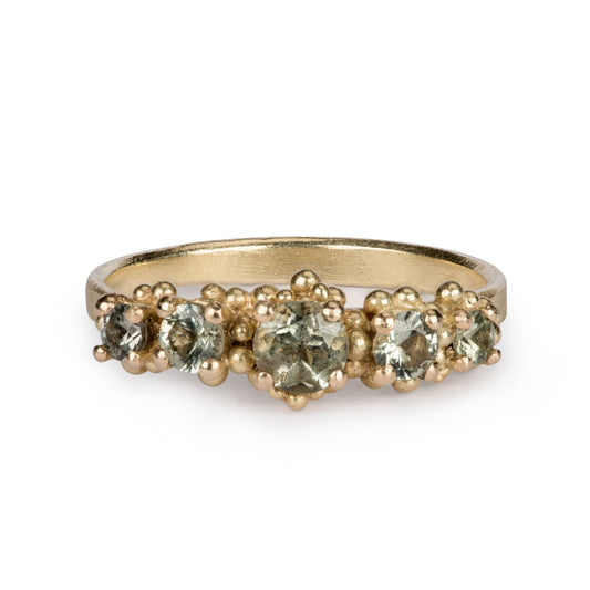 Cluster Ring - Five Green Sapphires