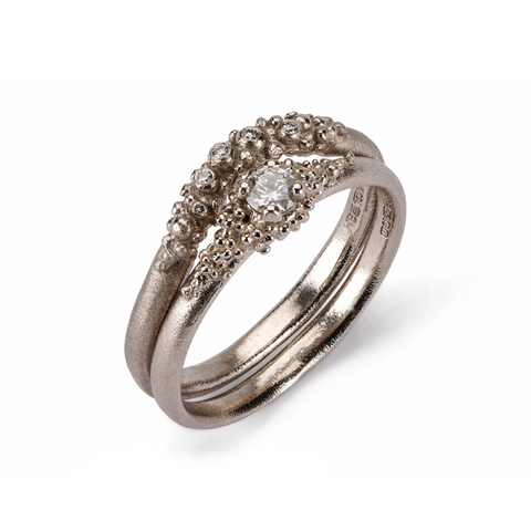 Contour Granule Ring - 18ct white gold