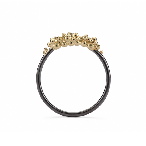 Granule Ring - oxidised and gold