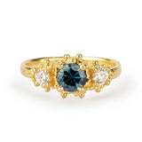 Teal Sapphire Triple Cluster Ring