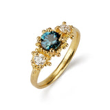 Teal Sapphire Triple Cluster Ring