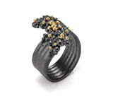 Whorl Ring - oxidised silver & 18ct gold