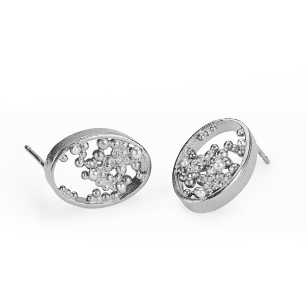 Oval Frame Earrings - silver