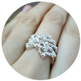 Coral Lace Ring - silver